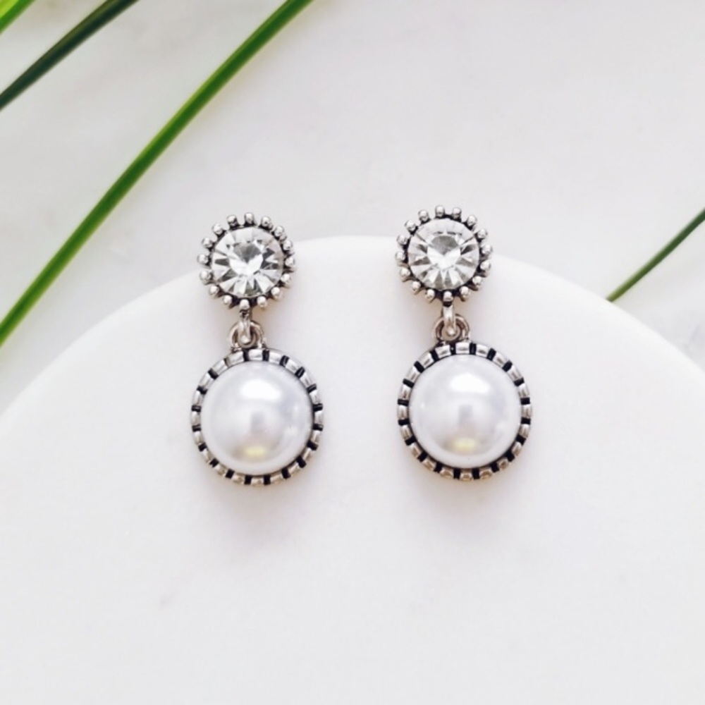 Faux pearl statement earrings